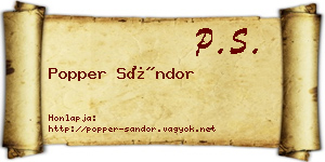 Popper Sándor névjegykártya